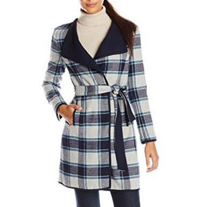 Jones NY Collection 1X Plaid Swing Wrap Coat Jacket NEW